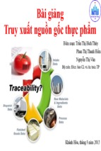 Bài giảng truy xuất nguồn gốc thực phẩm