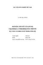 Khả năng sản xuất của lợn nái f1(landrace x yorkshire) được phối với đực pidu và duroc nuôi trong nông hộ