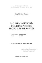 ĐẶC ĐIỂM NGỮ NGHĨA  CỦA PHẦN PHỤ CHÚ  TRONG CÂU TIẾNG VIỆT
