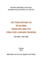 CÁC THÁCH ĐỐ MỤC VỤ VỀ GIA ĐÌNH TRONG BỐI CẢNH CỦA CÔNG CUỘC LOAN BÁO TIN MỪNG