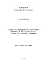 NGHIÊN CỨU KỸ THUẬT NHÂN GIỐNG IN VITRO VÀ TRỒNG CÂY HOA CHUÔNG (SINNINGIA SPECIOSA) TẠI TỈNH THỪA THIÊN HUẾ