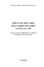 CHIẾN LƯỢC PHÁT TRIỂN  NÔNG NGHIỆP NÔNG THÔN GIAI ĐOẠN 2011- 2020