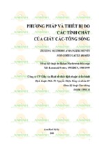 PHƯƠNG PHÁP VÀ THIẾT BỊ ĐO  CÁC TÍNH CHẤT  CỦA GIẤY CÁC-TÔNG SÓNG