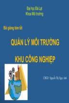 QUẢN LÝ MÔI TRƯỜNG  KHU CÔNG NGHIỆP