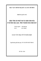 BẢO TỒN VÀ PHÁT HUY DI SẢN VĂN HÓA  Ở HUYỆN HẬU LỘC, TỈNH THANH HÓA HIỆN NAY