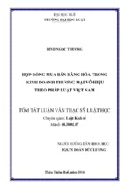 HỢP ĐỒNG MUA BÁN HÀNG HÓA TRONG KINH DOANH THƯƠNG MẠI VÔ HIỆU THEO PHÁP LUẬT VIỆT NAM