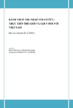 ĐÁNH THUẾ THU NHẬP VỚI CỔ TỨC: THỰC TIỄN THẾ GIỚI VÀ GỢI Ý ĐỐI VỚI VIỆT NAM