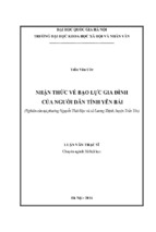 Nhận thức về bạo lực gia đình của người dân tỉnh yên bái (nghiên cứu tại phường nguyễn thái học và xã lương thịnh, huyện trấn yên)