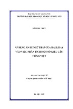 áp dụng ẩn dụ ngữ pháp của halliday vào việc phân tích một số kiểu câu tiếng việt