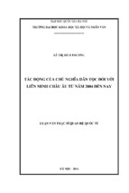 Tác động của chủ nghĩa dân tộc đối với liên minh châu âu từ năm 2004 đến nay