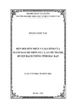 Biến đổi hôn nhân và gia đình của người dao đỏ thôn nà cà, mỹ thanh, huyện bạch thông, tỉnh bắc kạn