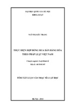 THỰC HIỆN HỢP ĐỒNG MUA BÁN HÀNG HÓA THEO PHÁP LUẬT VIỆT NAM