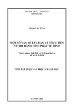 MỘT SỐ VẤN ĐỀ LÝ LUẬN VÀ THỰC TIỄN VỀ THI HÀNH HÌNH PHẠT TỬ HÌNH
