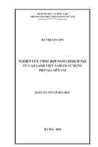 Nghiên cứu tổng hợp nano zeolit nax từ cao lanh việt nam có sử dụng phụ gia hữu cơ