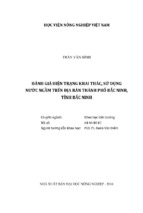 đánh giá hiện trạng khai thác, sử dụng nước ngầm trên địa bàn thành phố bắc ninh, tỉnh bắc ninh