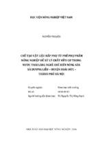 Chế tạo vật liệu hấp phụ từ phế phụ phẩm nông nghiệp để xử lý chất hữu cơ trong nước thải làng nghề chế biến nông sản xã dương liễu – huyện hoài đức – thành phố hà nội
