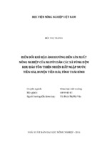 Biến đổi khí hậu ảnh hưởng đến sản xuất nông nghiệp của người dân các xã vùng đệm khu bảo tồn thiên nhiên đất ngập nước tiền hải, huyện tiền hải, tỉnh thái bình
