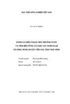 đánh giá hiện trạng môi trường nước và tính bền vững của khu vực nuôi ngao xã đông minh, huyện tiền hải, tỉnh thái bình