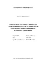 đánh giá ảnh hưởng của phát triển du lịch tại khu du lịch sinh thái tràng an đến môi trường và đời sống người dân tại xã ninh xuân, huyện hoa lư, tỉnh ninh bình