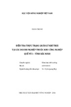 điều tra thực trạng quản lý khí thải tại các doanh nghiệp thuộc khu công nghiệp quế võ i – tỉnh bắc ninh