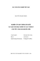 Nghiên cứu quy trình sản xuất vật liệu sinh học nhằm tái tạo thảm cỏ làm tiểu cảnh cho khuôn viên