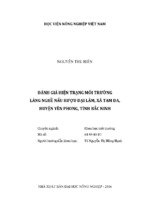 đánh giá hiện trạng môi trường làng nghề nấu rượu đại lâm, xã tam đa, huyện yên phong, tỉnh bắc ninh