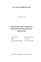 đánh giá hiện trạng ô nhiễm asen trong nước ngầm huyện tiên du, tỉnh bắc ninh