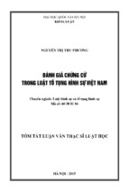 ĐÁNH GIÁ CHỨNG CỨ TRONG LUẬT TỐ TỤNG HÌNH SỰ VIỆT NAM