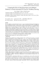 Comparing the effect of using monolingual versus bilingual dictionary on Iranian intermediate efl learners' vocabulary learning.