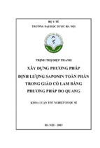 Xây dựng phương pháp định lượng saponin toàn phần bằng phương pháp đo quang