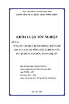 ứng xử với dịch bệnh trong chăn nuôi lợn của các hộ nông dân xã hưng tân, huyện hưng nguyên, tỉnh nghệ an