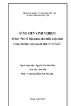 Một số biện pháp phát triển nhận thức về môi trường xung quanh cho trẻ 4 5 tuổi