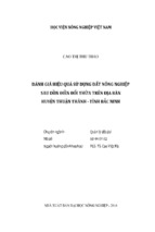 đánh giá hiệu quả sử dụng đất nông nghiệp sau dồn điền đổi thửa trên địa bàn huyện thuận thành   tỉnh bắc ninh