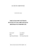 đánh giá ảnh hưởng của đô thị hóa đến sử dụng đất nông nghiệp trên địa bàn huyện thanh trì, thành phố hà nội