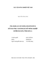 ứng dụng gis xây dựng bản đồ đơn vị đất đai phục vụ đánh giá đất nông nghiệp huyện mai sơn, tỉnh sơn la