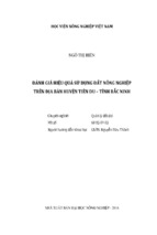 đánh giá hiệu quả sử dụng đất nông nghiệp trên địa bàn huyện tiên du – tỉnh bắc ninh