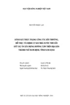 đánh giá thực trạng công tác bồi thường, hỗ trợ, tái định cư khi nhà nước thu hồi đất dự án xây dựng đường 52m trên địa bàn thành phố nam định, tỉnh nam định