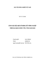đánh giá hiệu quả sử dụng đất nông nghiệp trên địa bàn huyện ý yên, tỉnh nam định