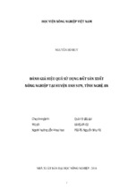 đánh giá hiệu quả sử dụng đất sản xuất nông nghiệp tại huyện anh sơn, tỉnh nghệ an