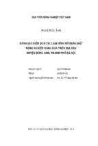 đánh giá hiệu quả các loại hình sử dụng đất nông nghiệp hàng hóa trên địa bàn huyện đông anh, thành phố hà nội