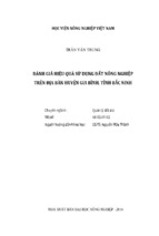đánh giá hiệu quả sử dụng đất nông nghiệp trên địa bàn huyện gia bình, tỉnh bắc ninh