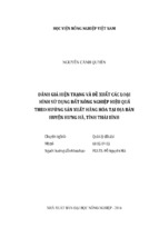 đánh giá hiện trạng và đề xuất các loại hình sử dụng đất nông nghiệp hiệu quả theo hướng sản xuất hàng hóa tại địa bàn huyện hưng hà, tỉnh thái bình