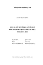 đánh giá hiệu quả sử dụng đất sản xuất nông nghiệp trên địa bàn huyện bố trạch, tỉnh quảng bình