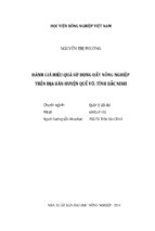 đánh giá hiệu quả sử dụng đất nông nghiệp trên địa bàn huyện quế võ, tỉnh bắc ninh