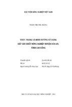 Thực trạng và định hướng sử dụng đất sản xuất nông nghiệp huyện hòa an, tỉnh cao bằng
