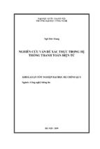 Nghiên cứu vấn đề xác thực trong hệ thống thanh toán điện tử