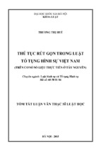 Thủ tục rút gọn trong luật tố tụng hình sự việt nam (trên cơ sở số liệu thực tiễn ở tây nguyên)