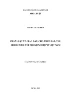Pháp luật về giao đất, cho thuê đất, thu hồi đất đối với doanh nghiệp ở việt nam