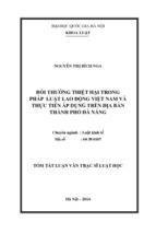 Bồi thường thiệt hại trong pháp luật lao động việt nam và thực tiễn áp dụng trên địa bàn thành phố đà nẵng