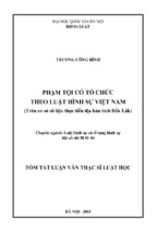 Phạm tội có tổ chức theo luật hình sự việt nam (trên cơ sở số liệu thực tiễn địa bàn tỉnh đắk lắk)